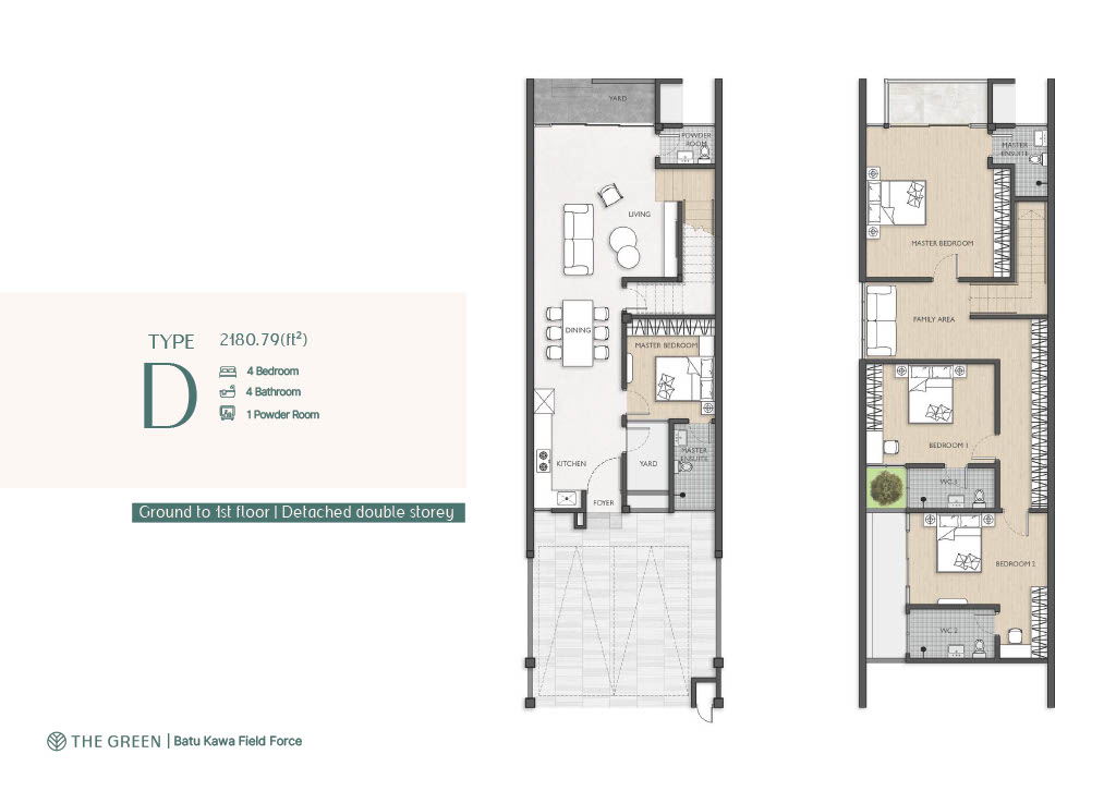 Type D floor plan — 2,180.79 ft² Detached Double Storey